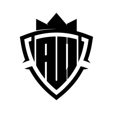 AO Harf koyu üçgen eğri kalkan şekilli siyah beyaz arkaplan renk tasarımı şablonu