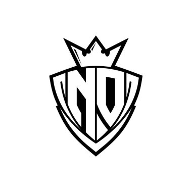 Keskin üçgen kalkan şekilli kalın harf logosu yok. Beyaz arkaplan şablonu dizaynında taç var.