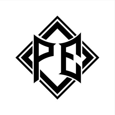 Beyaz arkaplan şablonu üzerinde kare siyah ana hatlı soyut kalkan şekilli Beden Eğitimi Harfi logosu