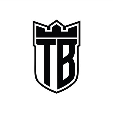 TB Harf logosu, beyaz arkaplan şablonu tasarımında siyah çizginin içinde geometrik taç ile birlikte.