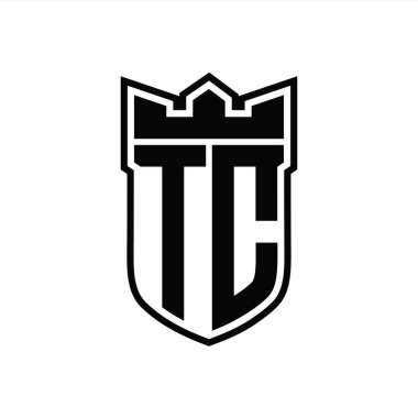Beyaz arkaplan şablonu üzerinde siyah çizginin içinde geometrik taç ile TC Letter logosu