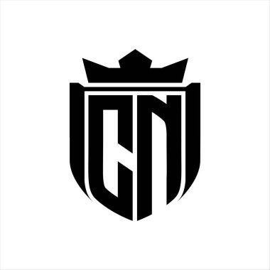 Beyaz arkaplan şablonunda kalkan şeklindeki CN Harfi logosu rozet kaplaması