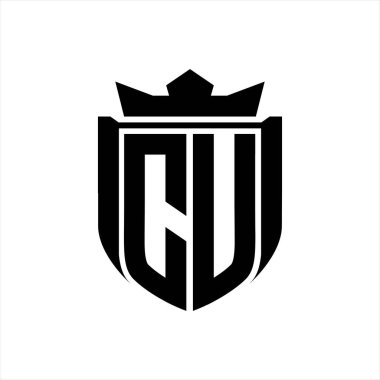 Beyaz arkaplan şablonunda kalkan şeklindeki CU Harf logosu