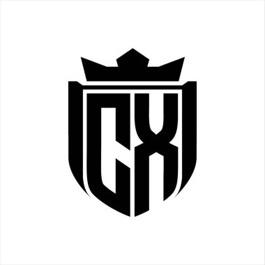 Beyaz arkaplan şablonunda kalkan şeklindeki CX Harfi logosu