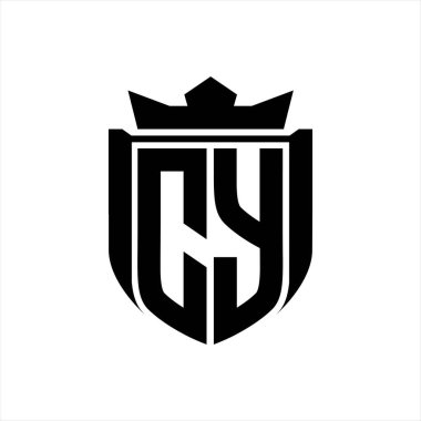 Beyaz arkaplan şablonunda kalkan şeklindeki CY Letter logosu