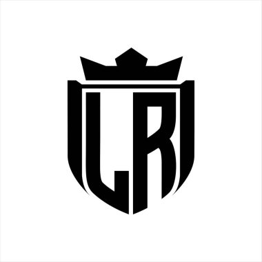 Beyaz arkaplan şablonunda kalkan şeklindeki LR Letter logosu.
