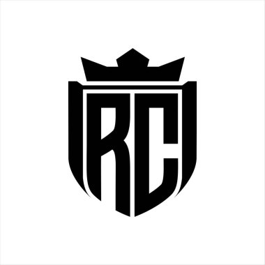 Beyaz arkaplan şablonunda rozet kaplaması içinde kalkan şekli olan harf logosu