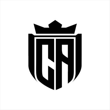 CA Harf logosu beyaz arkaplan şablonunda kalkan şeklindeki rozet kaplaması