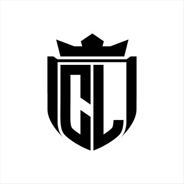 Beyaz arkaplan şablonunda kalkan şeklindeki CL Harf logosu