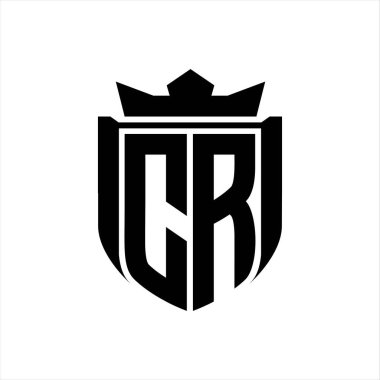 Beyaz arkaplan şablonunda kalkan şeklindeki CR Letter logosu