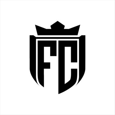 Beyaz arkaplan şablonunda kalkan şeklindeki FC Letter logosu.