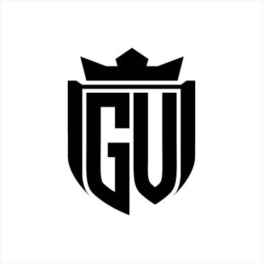 Beyaz arkaplan şablonunda kalkan şeklindeki GV Harf logosu
