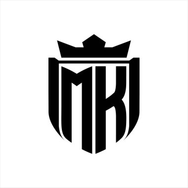 Beyaz arkaplan şablonunda kalkan şeklindeki MK Letter logosu