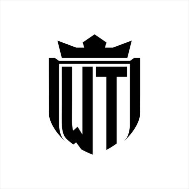 Beyaz arkaplan şablonunda kalkan şeklindeki WT Letter logosu