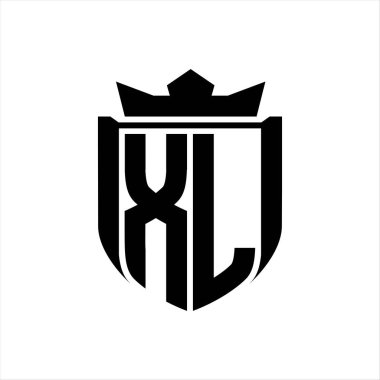 Beyaz arkaplan şablonunda kalkan şeklindeki XL Harf logosu