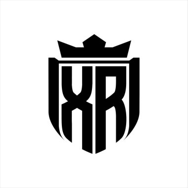 Beyaz arkaplan şablonunda kalkan şeklindeki XR Letter logosu