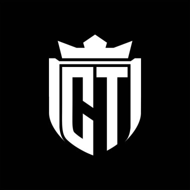 Tomografi harfi simgesi simge tasarımında kalkan şeklindeki rozet kaplaması.