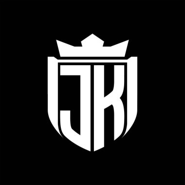 Siyah arkaplan şablonunda kalkan şeklindeki JK Letter logosu