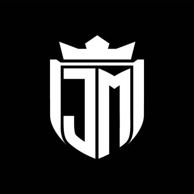 Siyah arkaplan şablonu dizaynında kalkan şeklindeki JM Harf logosu