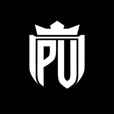 Siyah arkaplan şablonunda kalkan şeklindeki PV Harf logosu.