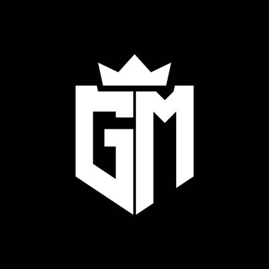 Sivri uçlu ve kalın yazı tipli bir kalkanın GM logo vektör görüntüsü