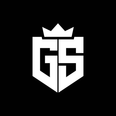 Sivri uçlu ve kalın yazı tipli bir kalkanın GS logo vektör görüntüsü