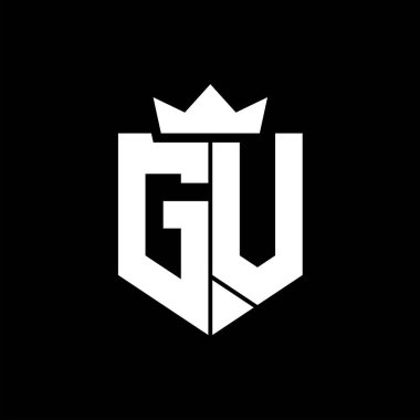 Sivri uçlu ve kalın yazı tipli bir kalkanın GV logo vektör görüntüsü