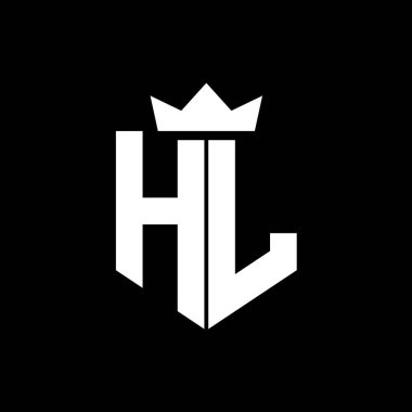 Sivri uçlu ve kalın yazı tipi olan keskin geometrik tarzda bir kalkanın HL logo vektör görüntüsü