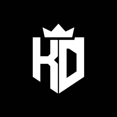 Sivri uçlu ve kalın yazı tipli bir kalkanın KD logo vektör görüntüsü