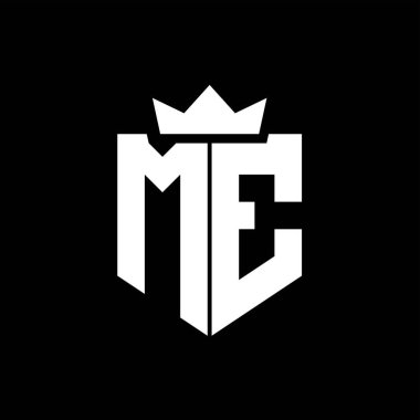 Sivri uçlu ve kalın yazı tipi olan keskin geometrik tarzda bir kalkanın ME logo vektör görüntüsü