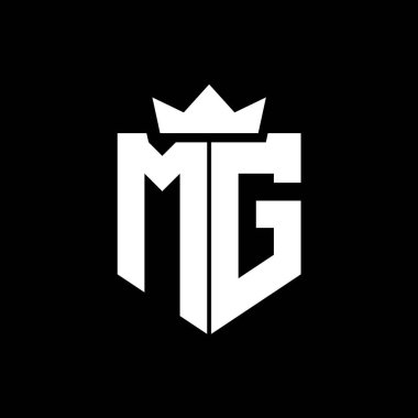 Sivri uçlu ve kalın yazı tipi olan keskin geometrik tarzda bir kalkanın MG logo vektör görüntüsü
