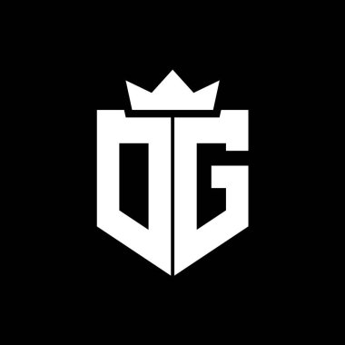 Sivri uçlu ve kalın yazı tipli bir kalkanın OG logo vektör görüntüsü