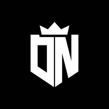 Sivri uçlu ve kalın yazı tipi olan keskin geometrik tarzda bir kalkanın logo vektör görüntüsü