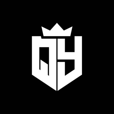 Sivri uçlu ve kalın yazı tipli bir kalkanın QY logo vektör görüntüsü