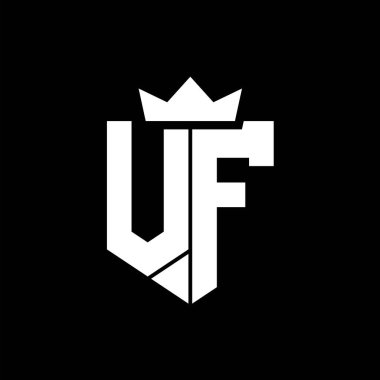 Sivri uçlu ve kalın yazı tipli bir kalkanın VF logo vektör görüntüsü