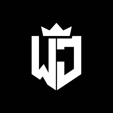 Sivri uçlu ve kalın yazı tipli bir kalkanın WJ logo vektör görüntüsü
