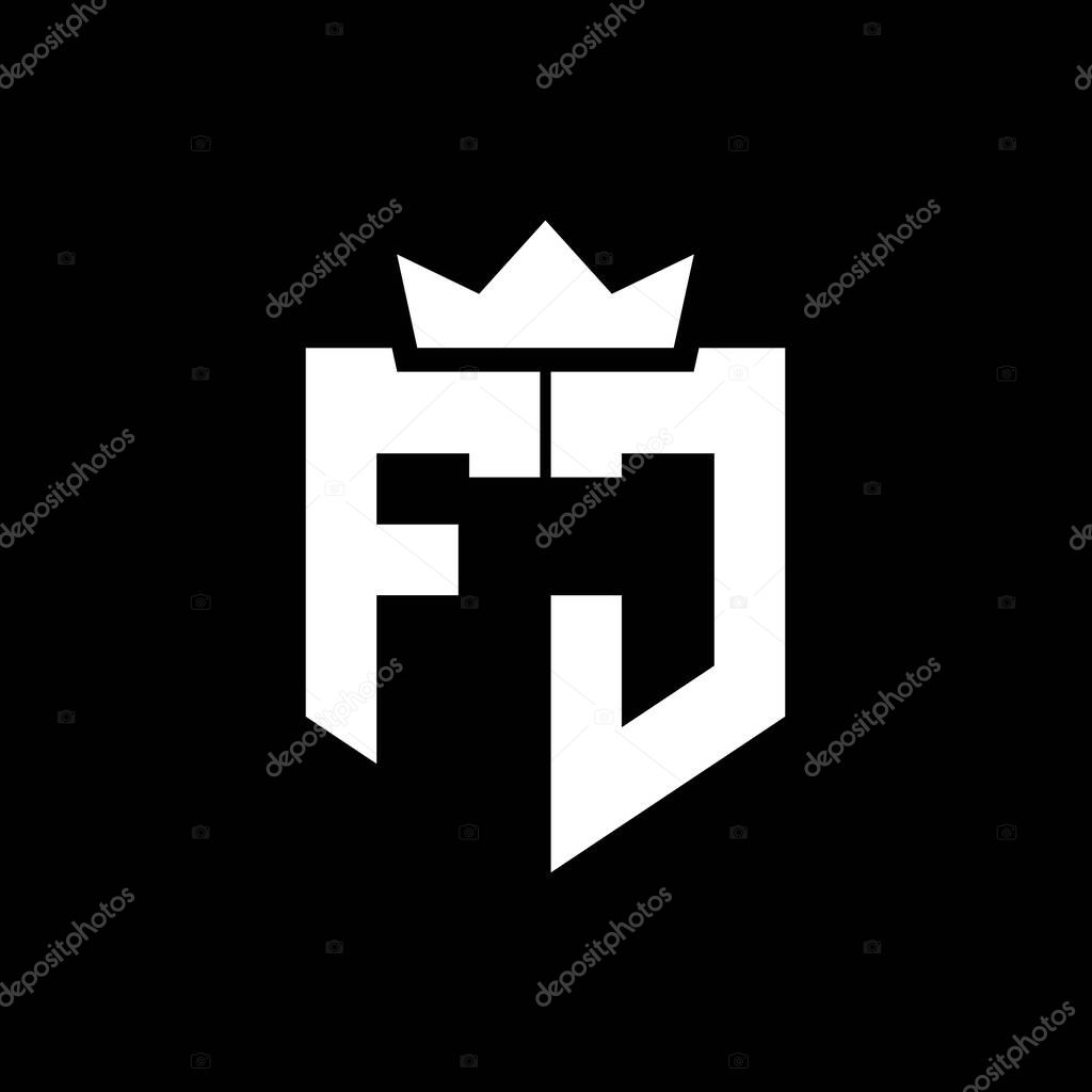 FJ Logo vector image of a shield with a sharp geometric style with a pointed crown and thick font