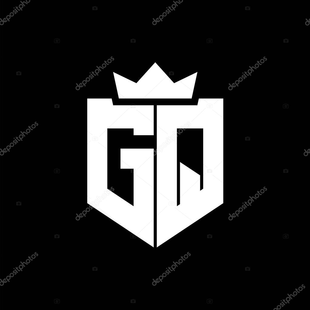 GQ Logo vector image of a shield with a sharp geometric style with a pointed crown and thick font