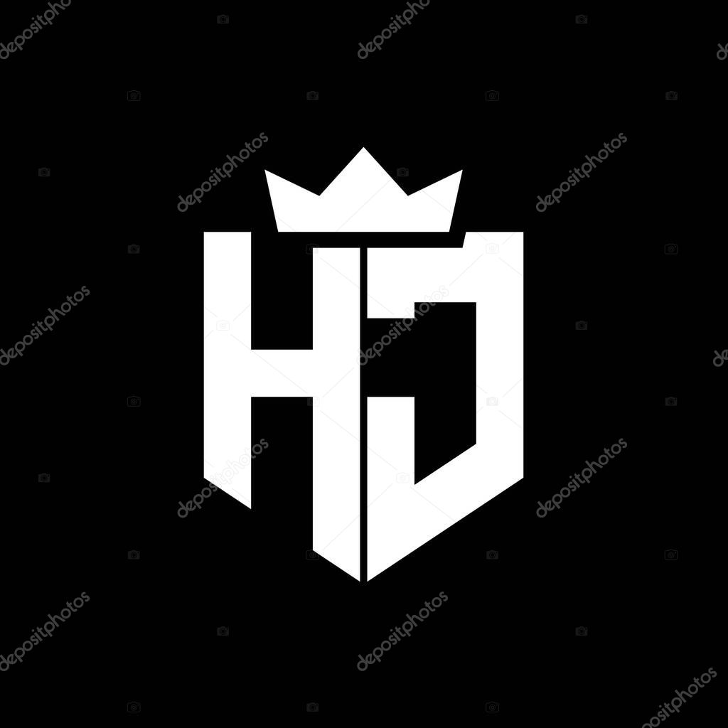 HJ Logo vector image of a shield with a sharp geometric style with a pointed crown and thick font