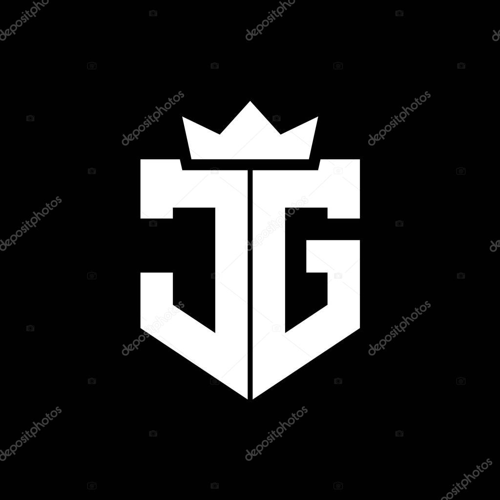 JG Logo vector image of a shield with a sharp geometric style with a pointed crown and thick font