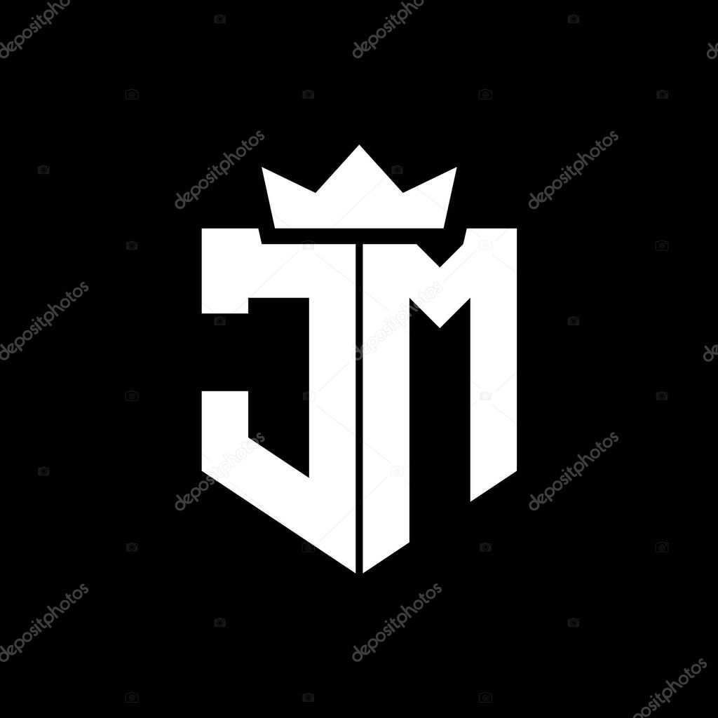JM Logo vector image of a shield with a sharp geometric style with a pointed crown and thick font