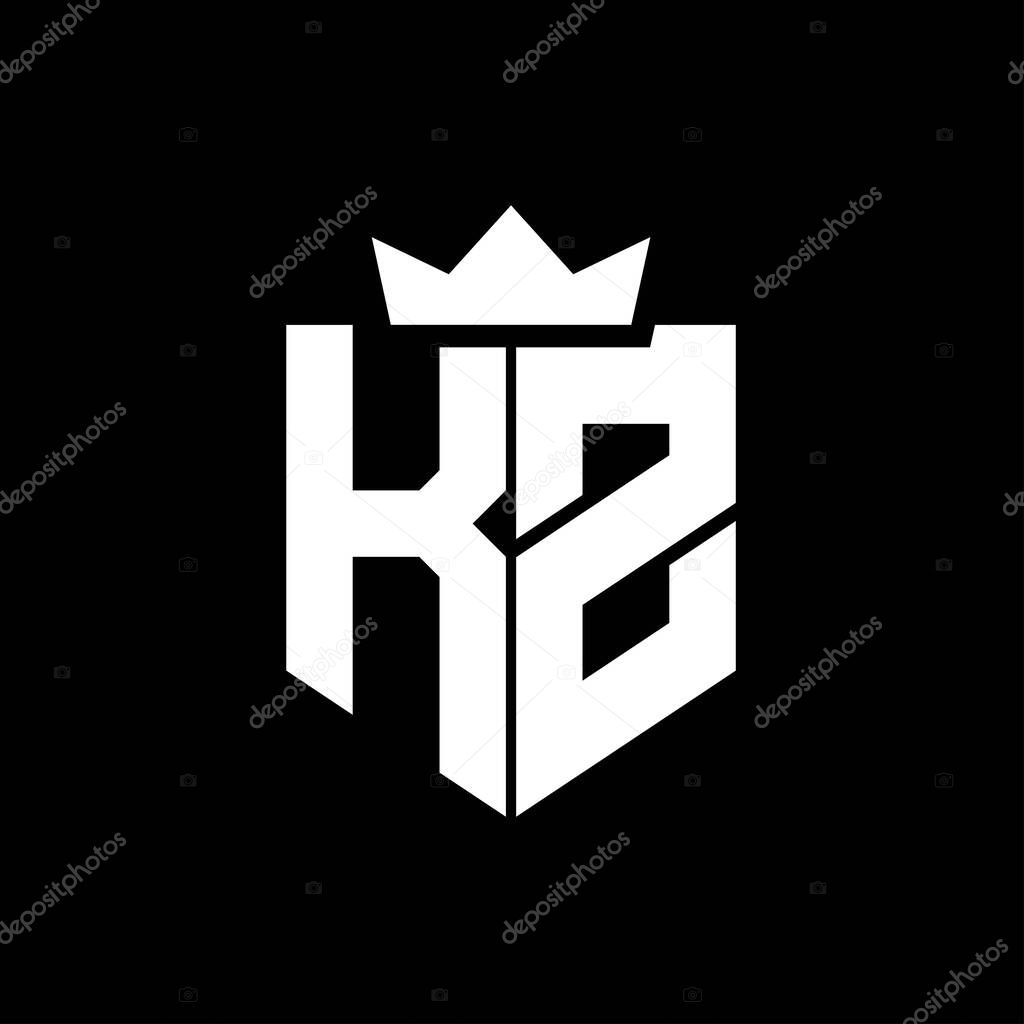 KZ Logo vector image of a shield with a sharp geometric style with a pointed crown and thick font