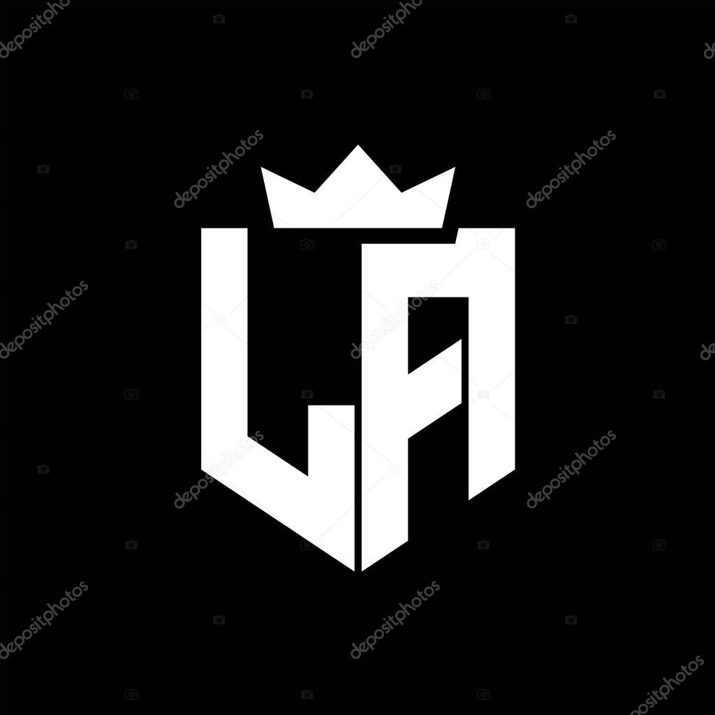 LA Logo vector image of a shield with a sharp geometric style with a pointed crown and thick font