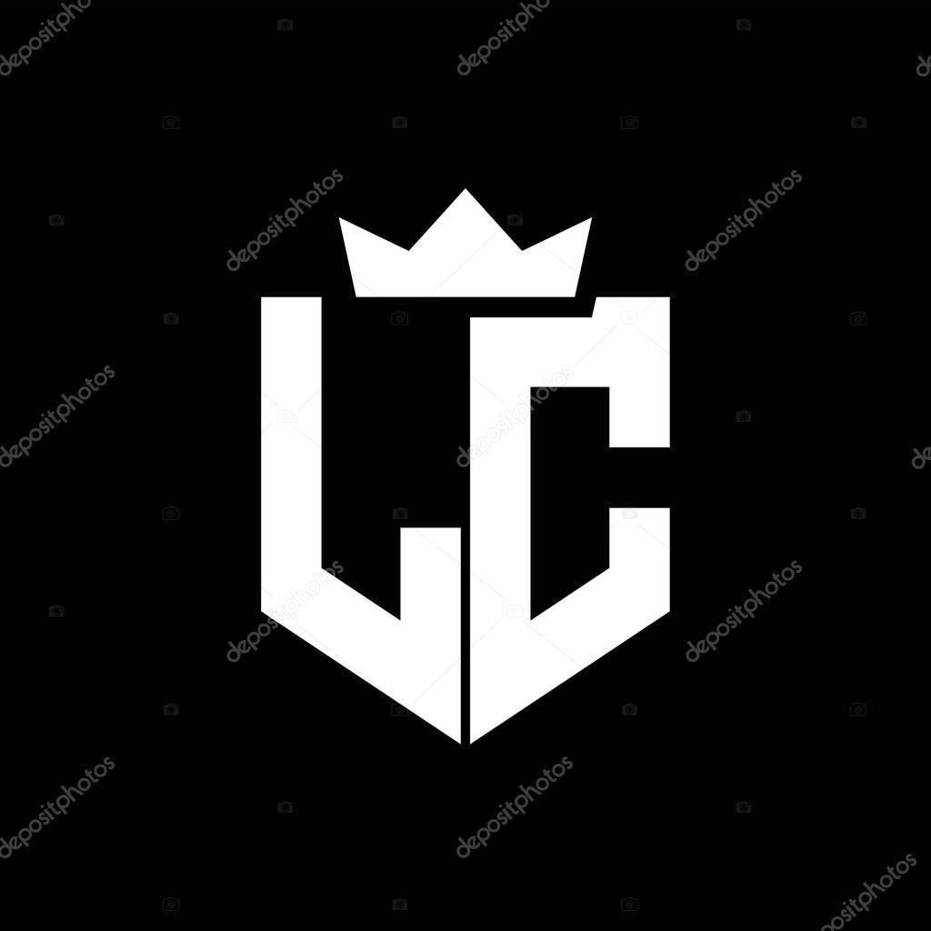 LC Logo vector image of a shield with a sharp geometric style with a pointed crown and thick font