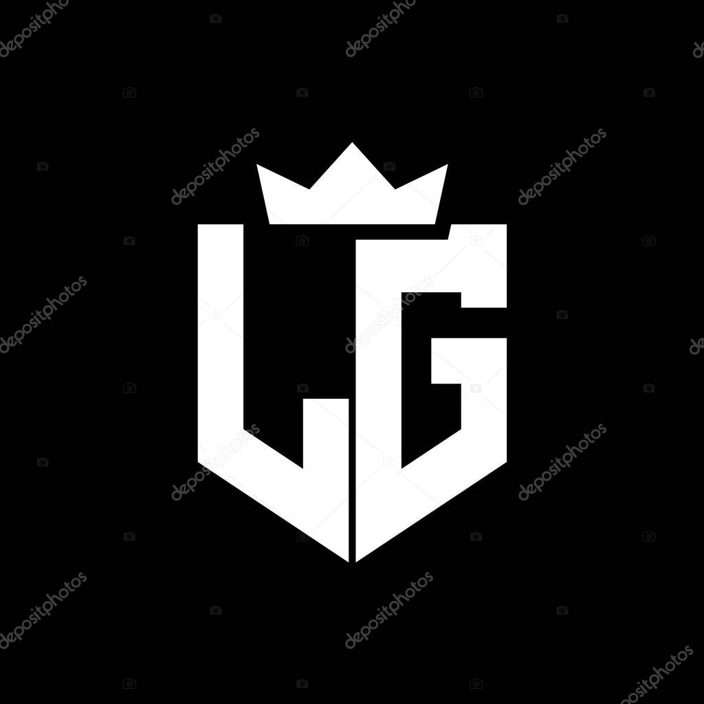 LG Logo vector image of a shield with a sharp geometric style with a pointed crown and thick font