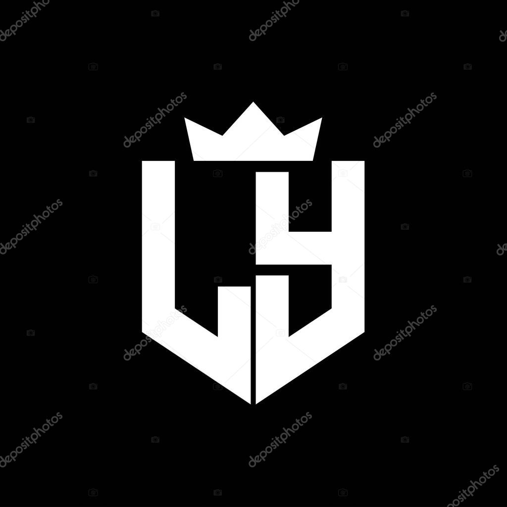 LY Logo vector image of a shield with a sharp geometric style with a pointed crown and thick font
