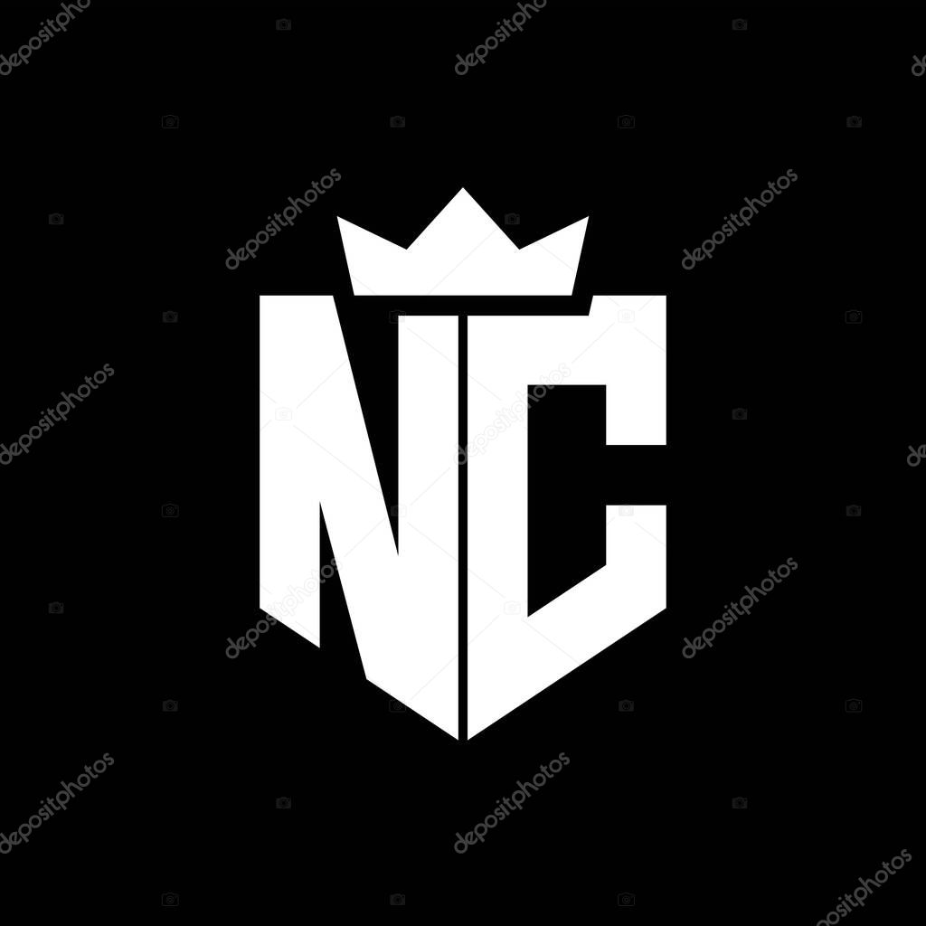 NC Logo vector image of a shield with a sharp geometric style with a pointed crown and thick font