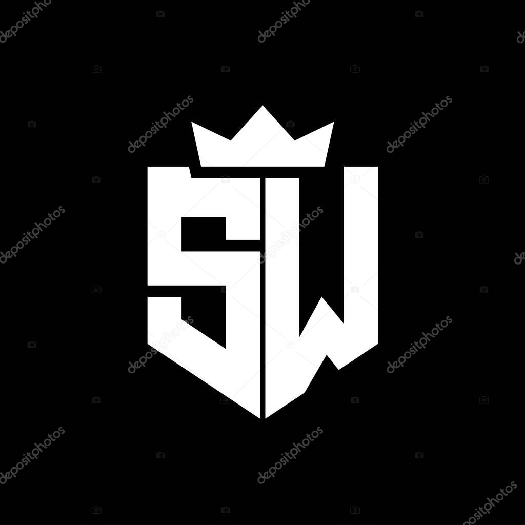 SW Logo vector image of a shield with a sharp geometric style with a pointed crown and thick font