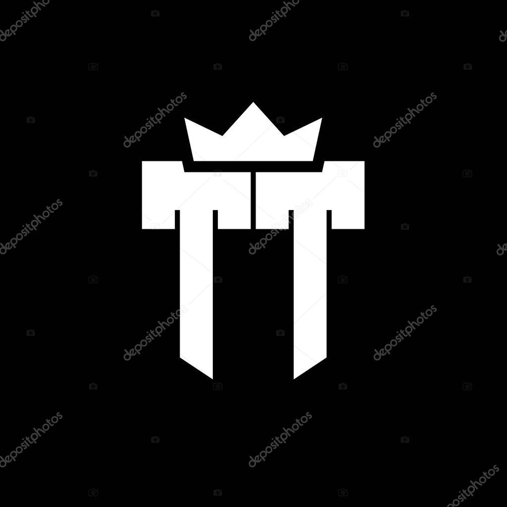 TT Logo vector image of a shield with a sharp geometric style with a pointed crown and thick font