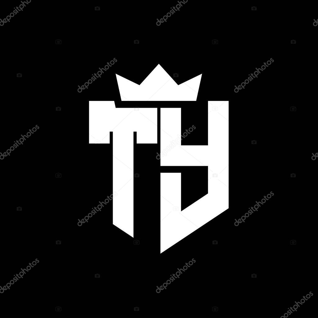 TY Logo vector image of a shield with a sharp geometric style with a pointed crown and thick font